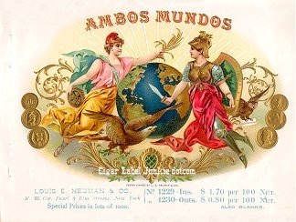 Ambos Mundos cigar box label