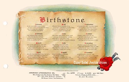 Birthstone- cigar box label