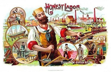 Honest Labor 3 cigar box label