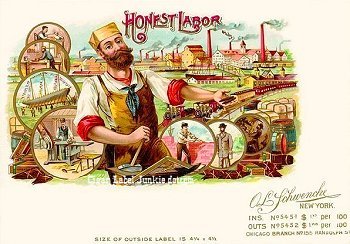 Honest Labor cigar box label