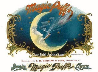 Magic Puffs cigar box label