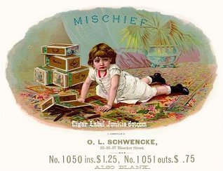 Mischief cigar box label