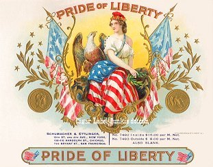 patriotic theme cigar box label