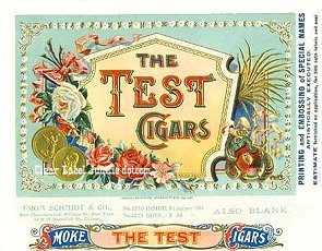 Test Cigars cigar box label